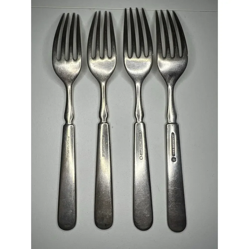 Rogers Bro Silver Plate Dinner Forks Set Of 4, Stamped with Star #12 , And 1847